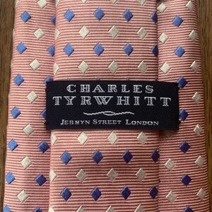 Charles Tyrwhitt Pink Blue & White Silk Tie